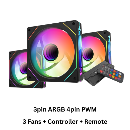 Prizm 4Pro 3pin fan kit black (3 fans)