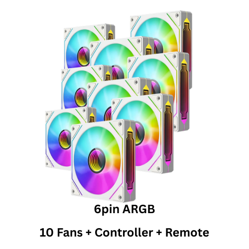 Prizm 4Pro 6pin fan kit white (10 fans)